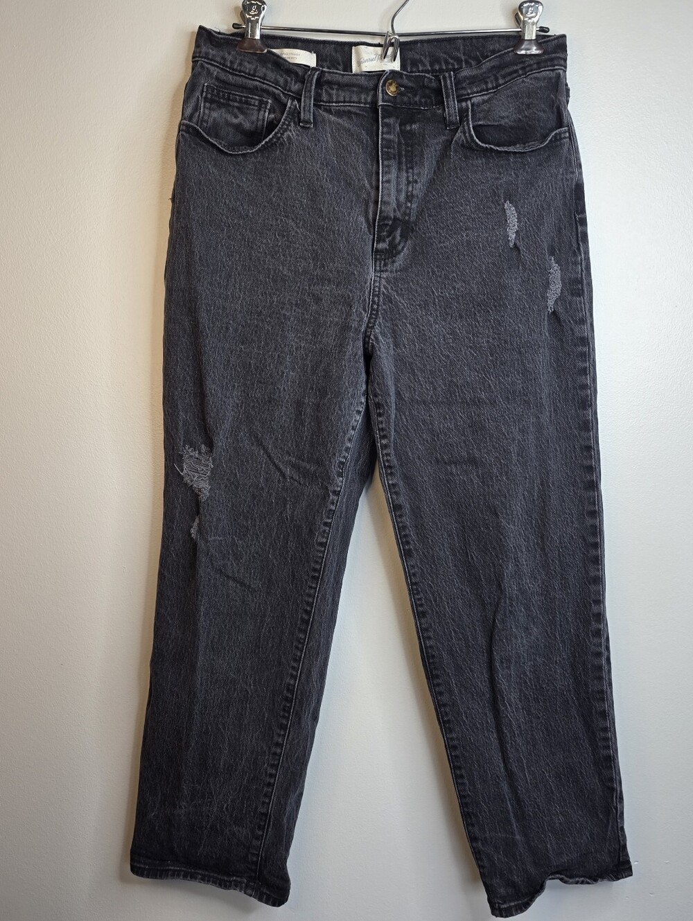 Universal Thread Black Washed Straight-Leg Jeans Sz 12/31